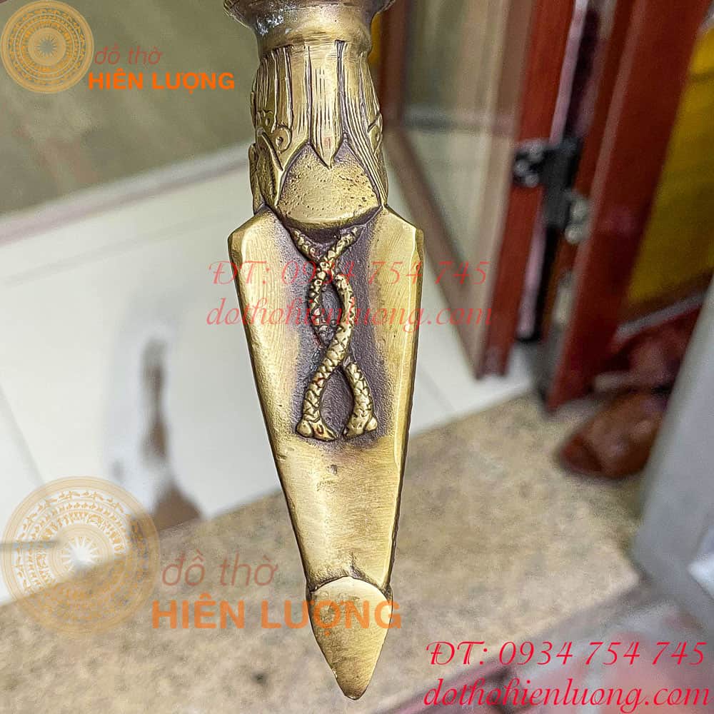 Dao Phurba Bằng Đồng Dài 37cm (Có chùy kim cang ở giữa) - Pháp Khí Mật Tông