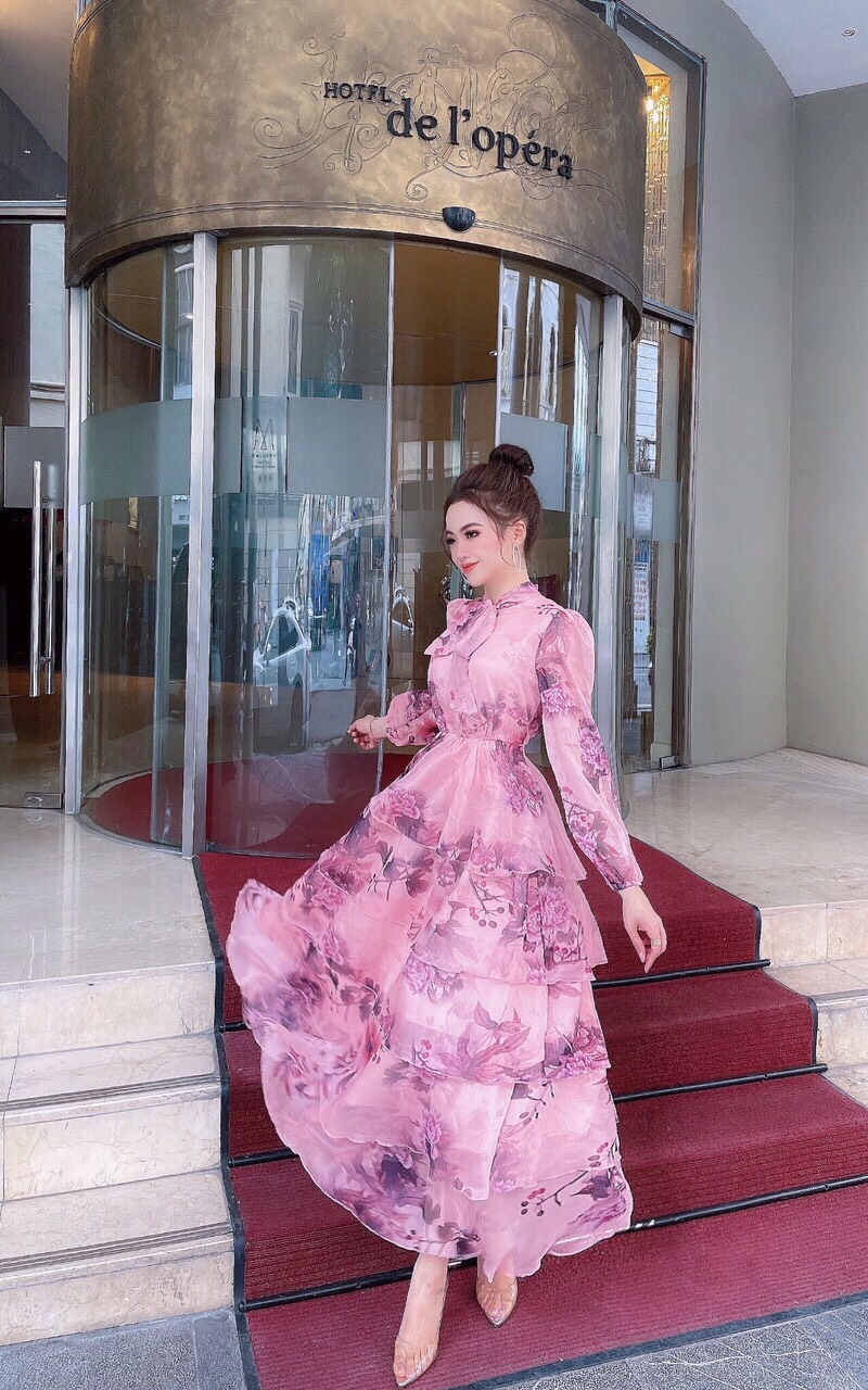 [ Siêu hot ] Đầm maxi 5 tầng chất voan tơ cực sang chảnh