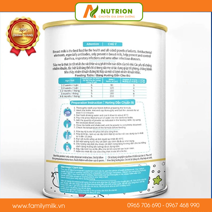 Sữa công thức NUTRISH dành cho trẻ 0 - 6 tháng tuổi. Hàng nhập khẩu Hà Lan