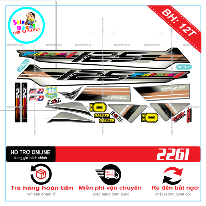 Tem xe future 125 i, tem rời future 125 i dán xe xám bụng sau đen