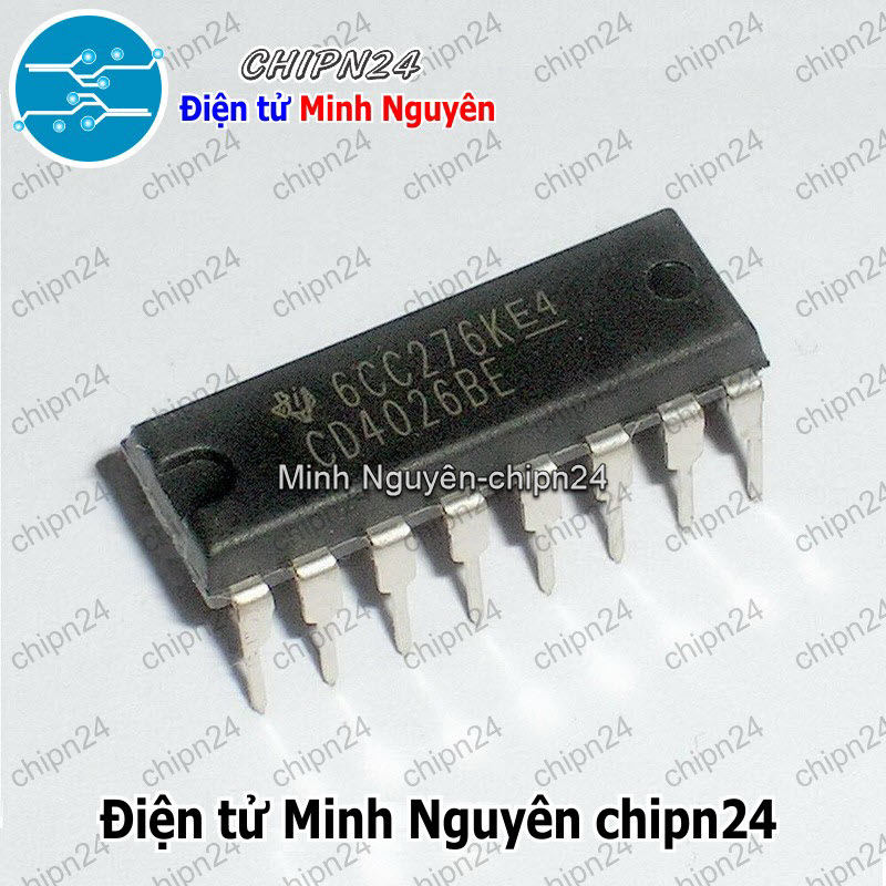 [1 con] (DIP) IC CD4026 DIP-16 (CD4026BE) (IC đếm và giải mã led 7 đoạn (loại cathode chung)) - HH004950