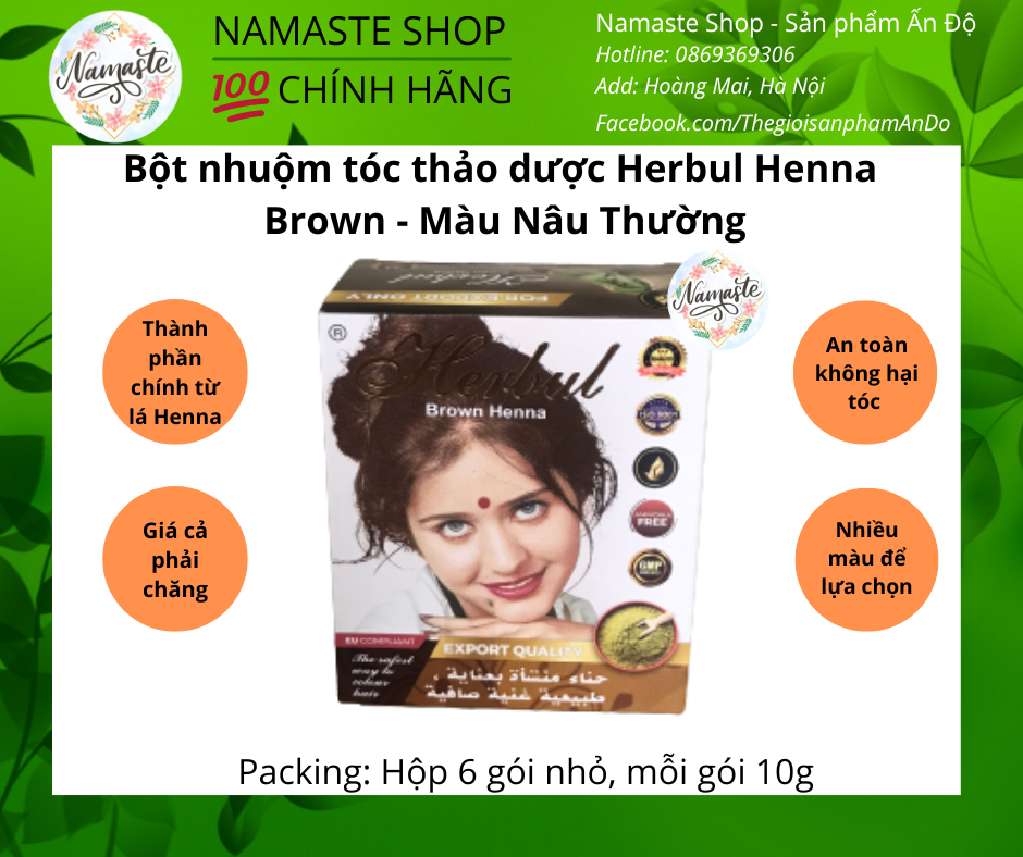 (SẴN 8 MÀU) BỘT NHUỘM TÓC THẢO DƯỢC ẤN ĐỘ - HERBUL HENNA [TẶNG GĂNG TAY + MŨ TRÙM ĐẦU]