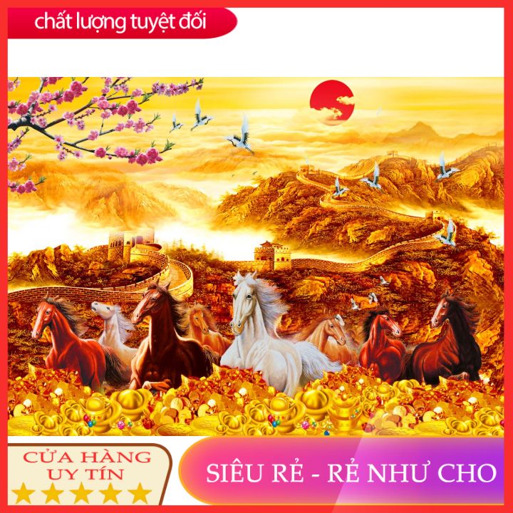 Tranh dán tường 3d mã đáo thành công phòng khách