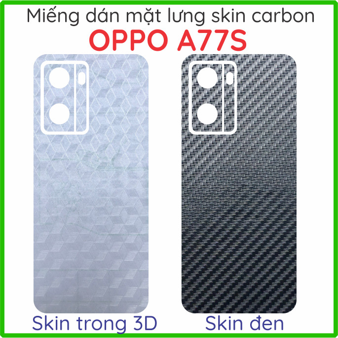 Miếng dán mặt lưng skin carbon Oppo A57 2022 (4G/5G) / A77 (4G 5G)/ A77s