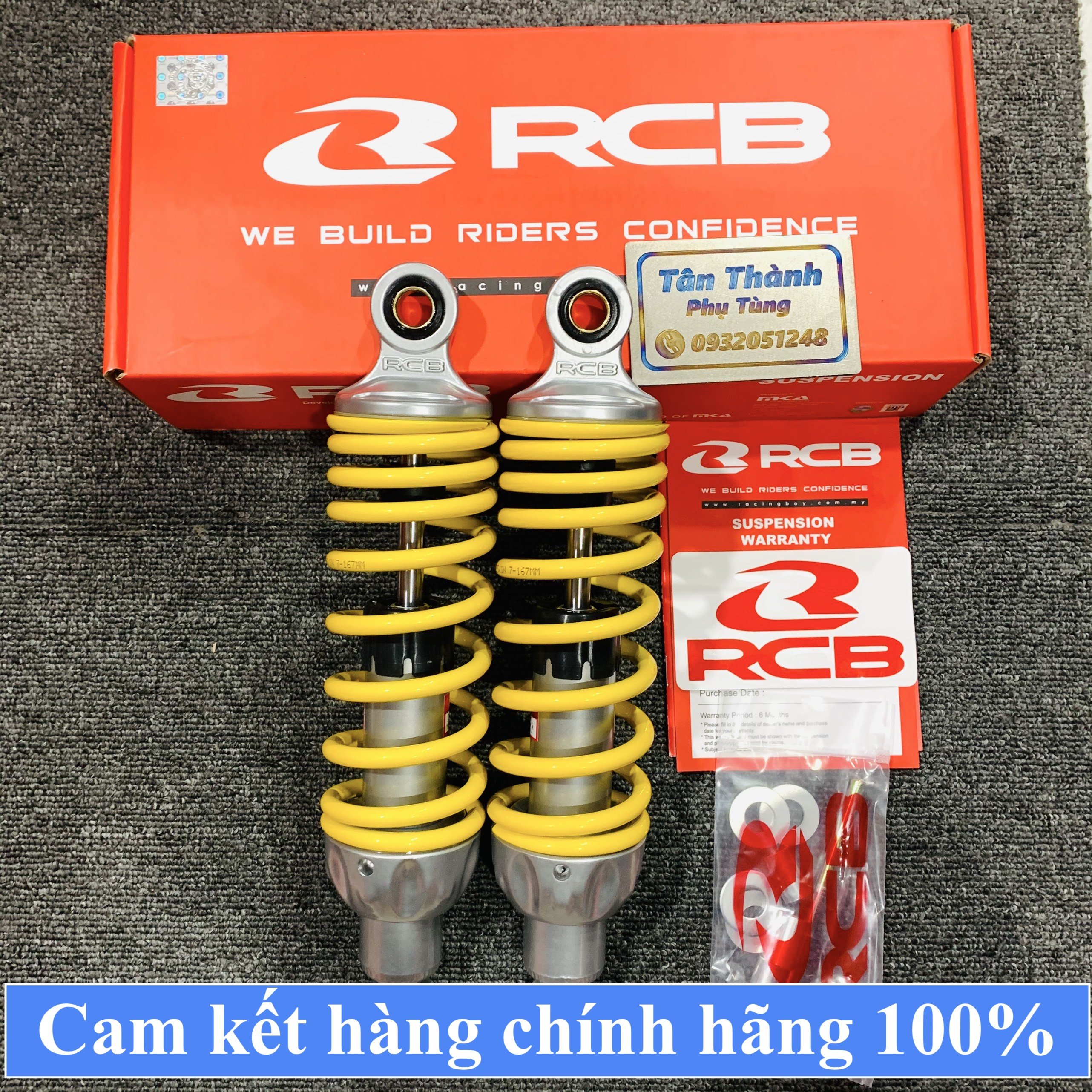 Phuộc RCB A2 gắn Sirius màu vàng chính hãng