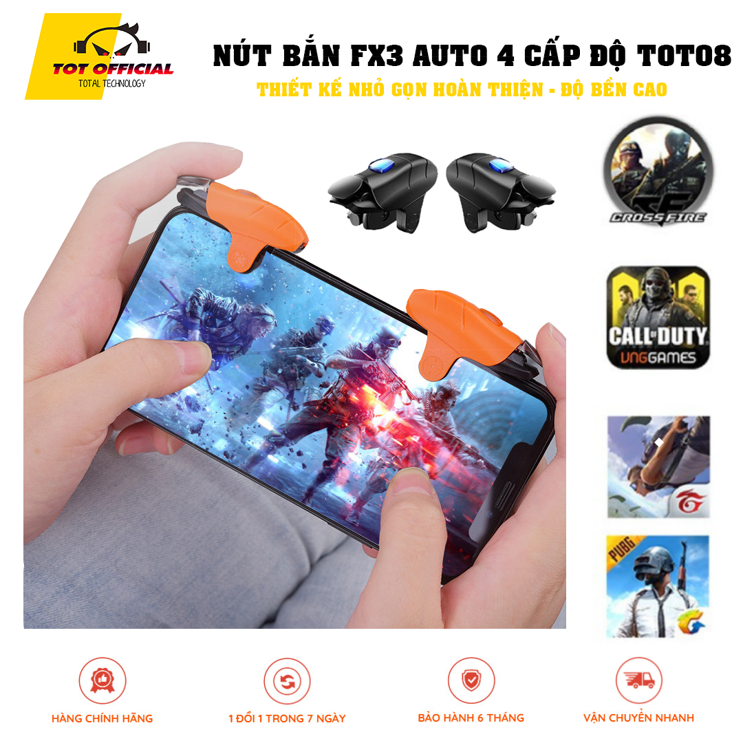 Nút bắm FX3 TOT08 | Auto táp cực nhanh với 4 cấp độ chuyên dùng để chơi game Mobile ( Pubg Mobile, Freefire) phụ kiện chơi game