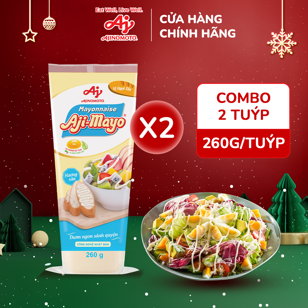 Combo 2 Tuýp Xốt Mayonnaise Aji-mayo® Vị Ngọt&hellip;