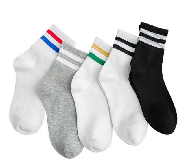 Vớ tất cotton cổ lửng kẻ sọc nhiều màu basic