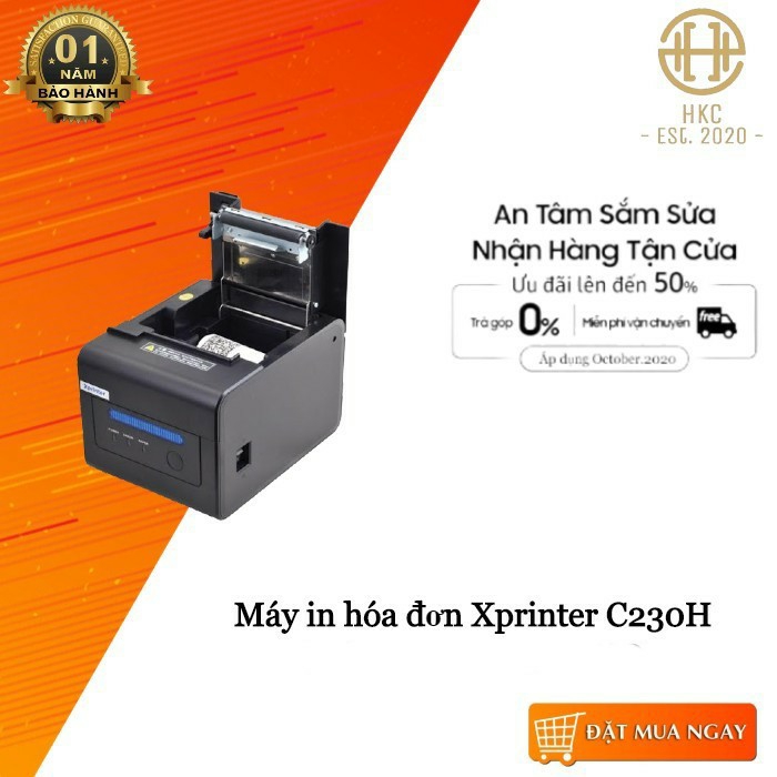 Máy in nhà bếp, máy in hóa đơn Xprinter C230H khổ 80mm, in qua USB + WIFI