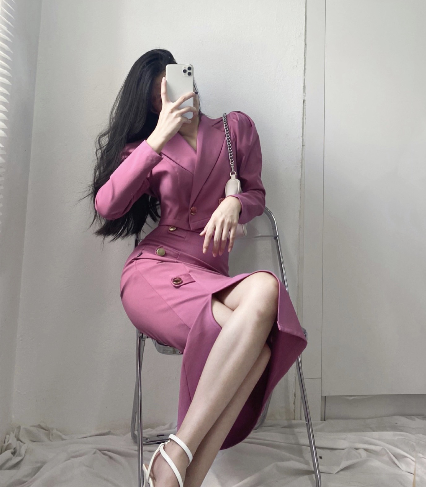 CATI Set váy+ áo crotop cổ vest (2177)