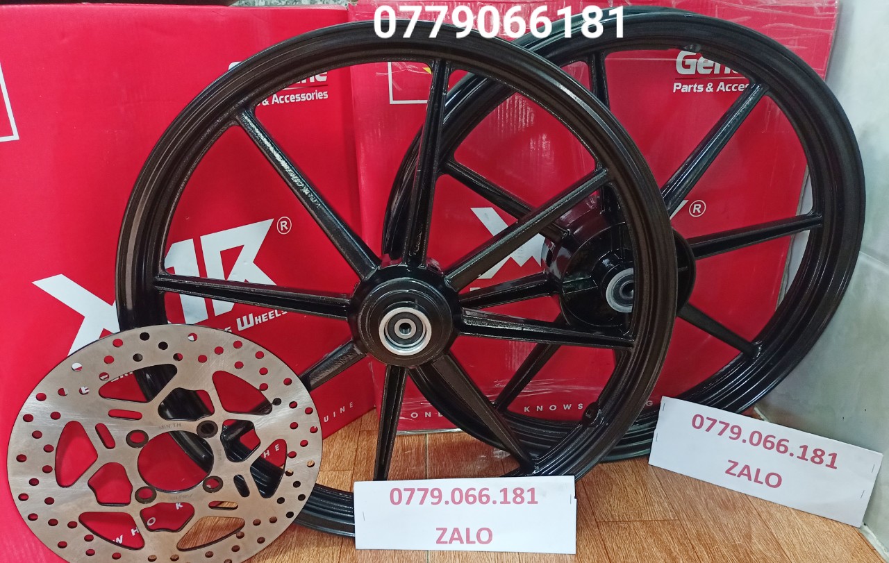 BÁNH MÂM EXCITER 150 hoặc EXCITER 155 KIỂU 8 CÂY X1R MÀU ĐEN SIZE 1.6 & 1.85 GẮN VỪA KHÔNG CHẾ GÌ HẾT KÈM ĐĨA NISSIN KIỂU Y NHƯ HÌNH SẢN PHẨM CHẤT LƯỢNG NHANH TAY MUA NGAY