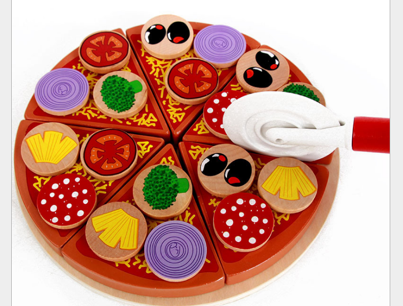 Đồ chơi cắt bánh pizza bằng gỗ cho bé