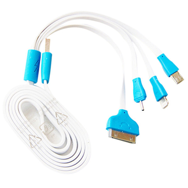 [HCM]Cáp sạc đa năng 4 đầu trắng phối xanh cáp xịn vỏ bọc plastic cao cấp sạc nhanh tự ngắt khi đầy