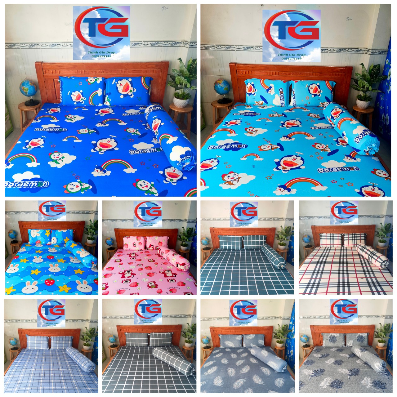 Bộ drap 4 món Thun 3D Hàn Quốc ( 1drap + 2 gối nằm + 1 gối ôm)
