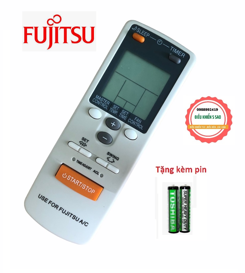 Điều khiển điều hòa Fujitsu 1 chiều , 2 chiều loại tốt thay thế cho mã khiển zin - Tặng Kèm Pin - Remote Fujitsu - Remote máy lạnh Fujitsu có nút màu cam to ở giữa loại tốt thay thế cho mã khiển zin theo máy