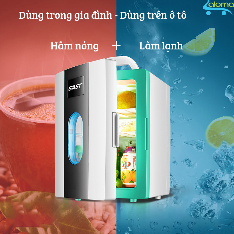 Tủ lạnh mini 10 lít SAST ST-10L làm lạnh nước uống bảo quản mỹ phẩm để đồ ăn qua đêm dùng cho ô tô và gia đình - Tủ lạnh mini 2 chế độ làm lạnh hâm nóng