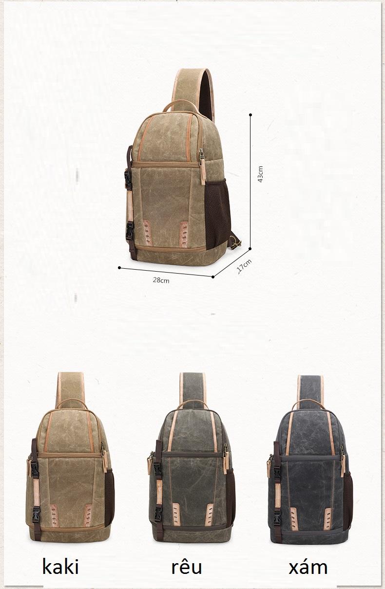 [HCM]Balo máy ảnh 1 quai K006 chất liệu canvas cao cấp