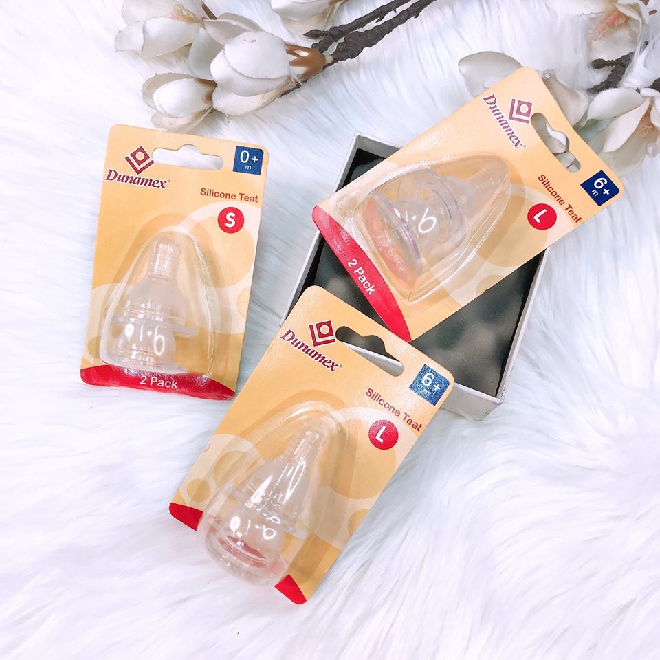 Bộ 2 núm silicon cho bé Dunamex size S, M, L