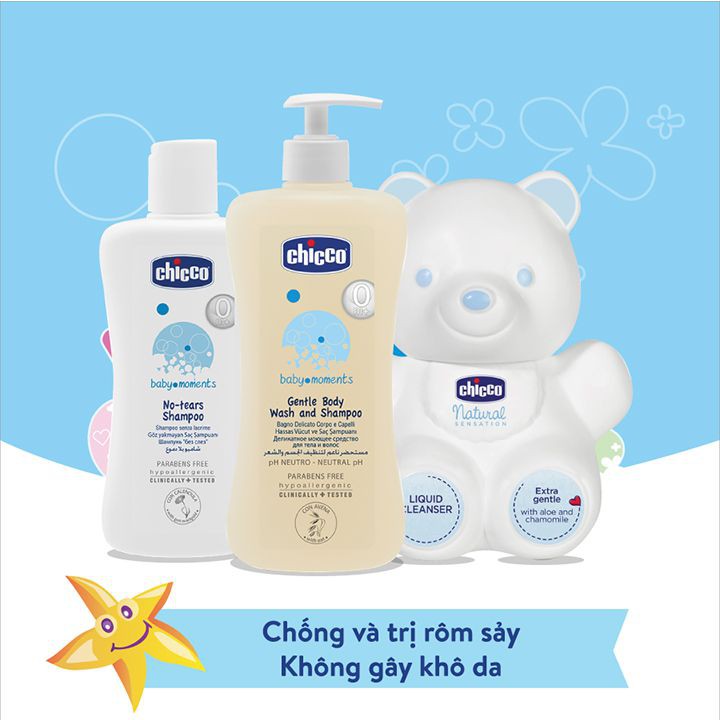Sữa tắm gội Chicco chai 200ml và 500ml cho bé