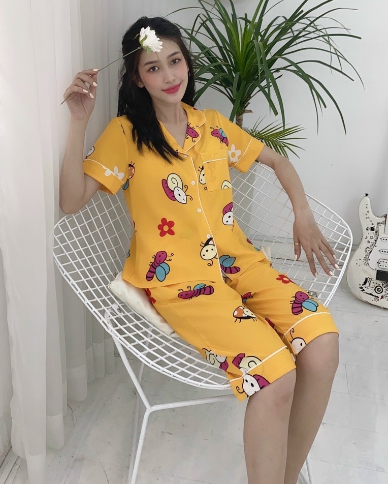 BỘ PIJAMA SIZE M - L - XL ( 38KG - 63KG ) LỤA THÁI LỬNG , QUẦN CÓ TÚI SÂU