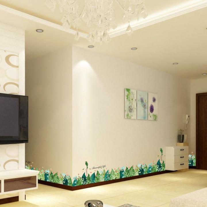 Decal dán chân tường hoa đá Sticker Tranh Dán Tường XH7221- Decal dán tường cây xanh ,Decal dán tường hoa lá