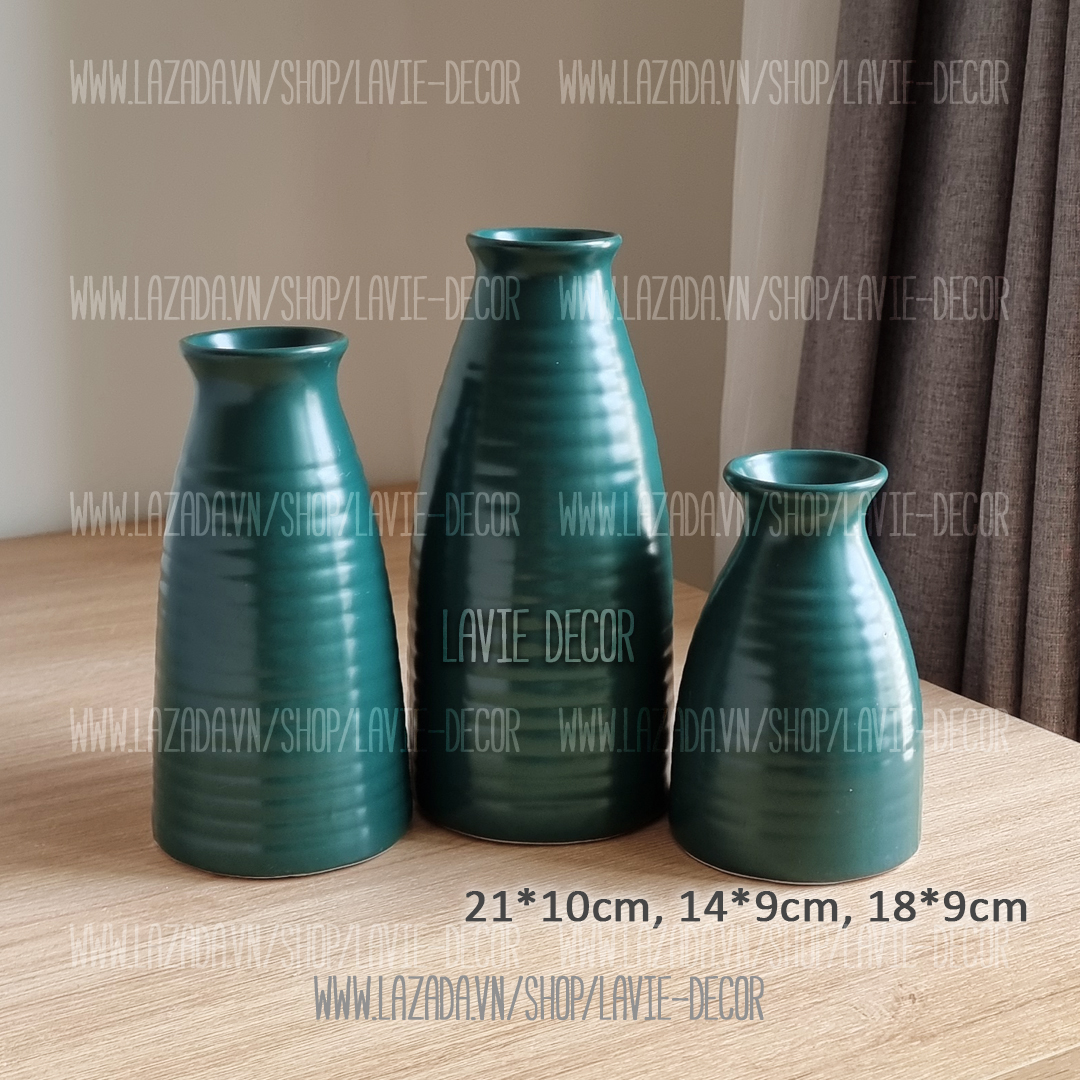 Bộ 3 lọ hoa trang trí gốm sứ Bát Tràng
