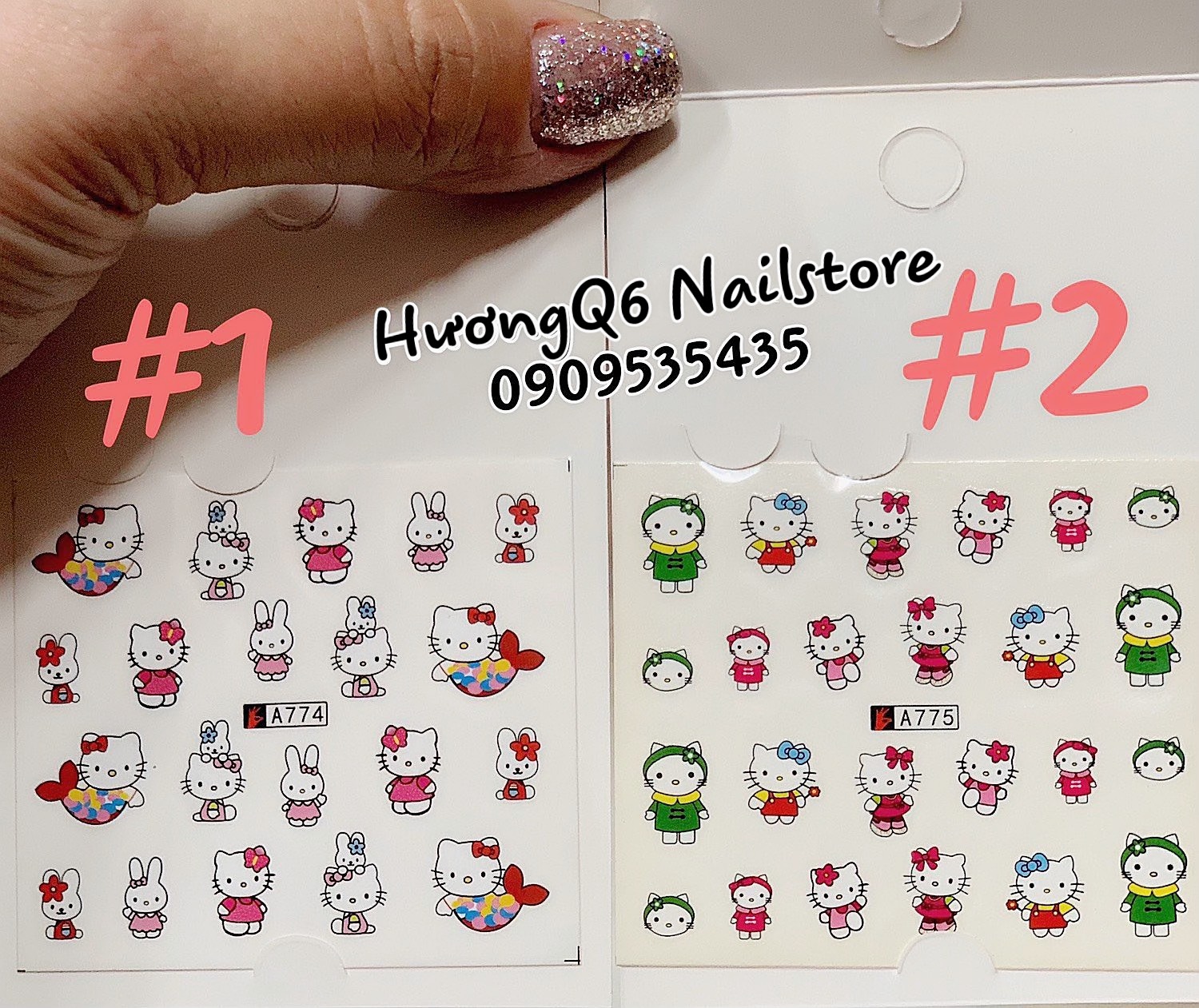 Miếng Dán Móng Tay Nails Sticker Hình Hello Kitty