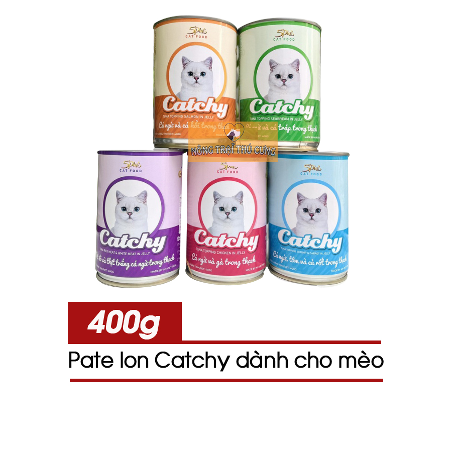 Pate Cho Mèo Catchy Lon 400g - Đủ Vị - Nông Trại Thú Cưng