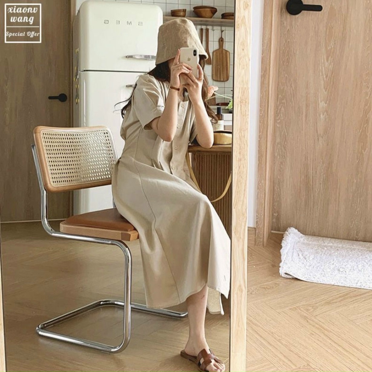 Đầm nút trước v3 2 màu