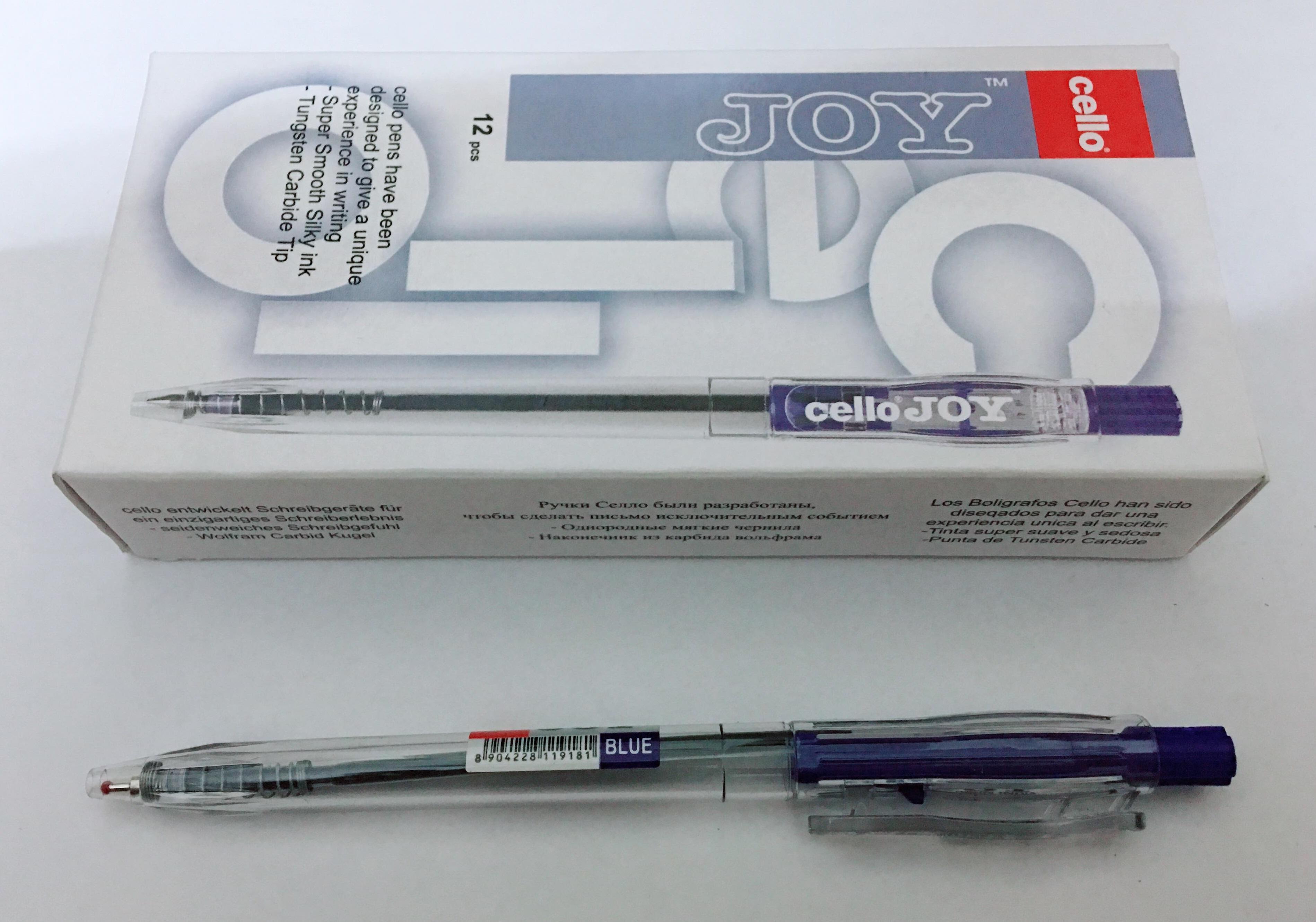 Hộp 12 cây bút bi bấm Cello JOY nét 0.7mm ( Xanh, Đen, Đỏ )