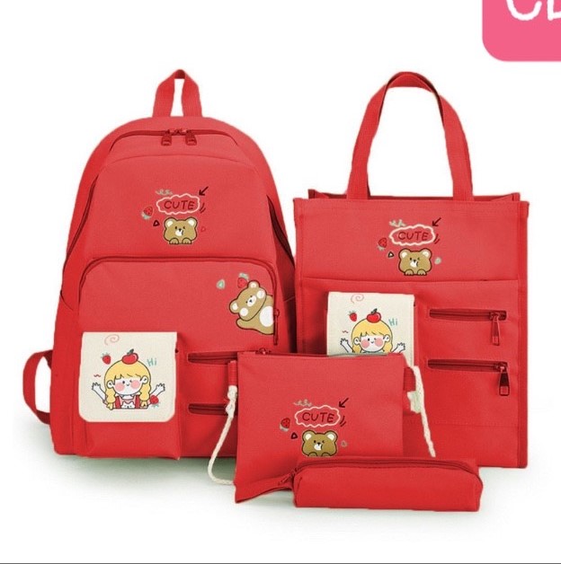 COMBO 4 MÓN gấu và cô bé cu te mua mưa cb84