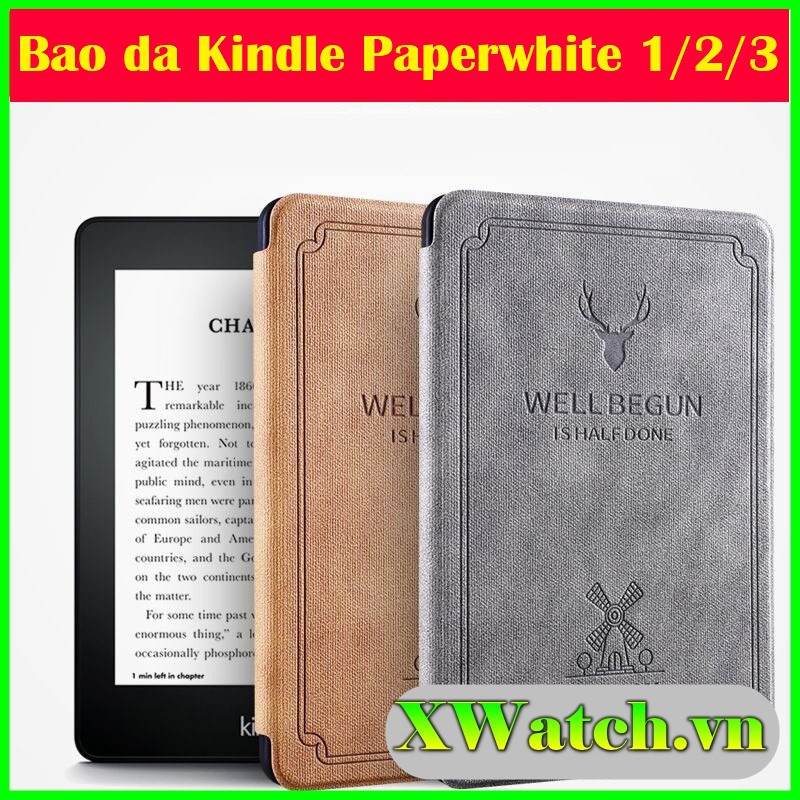 Bao da máy đọc sách Kindle Paperwhite 1/2/3 họa tiết hươu nai đẹp mắt