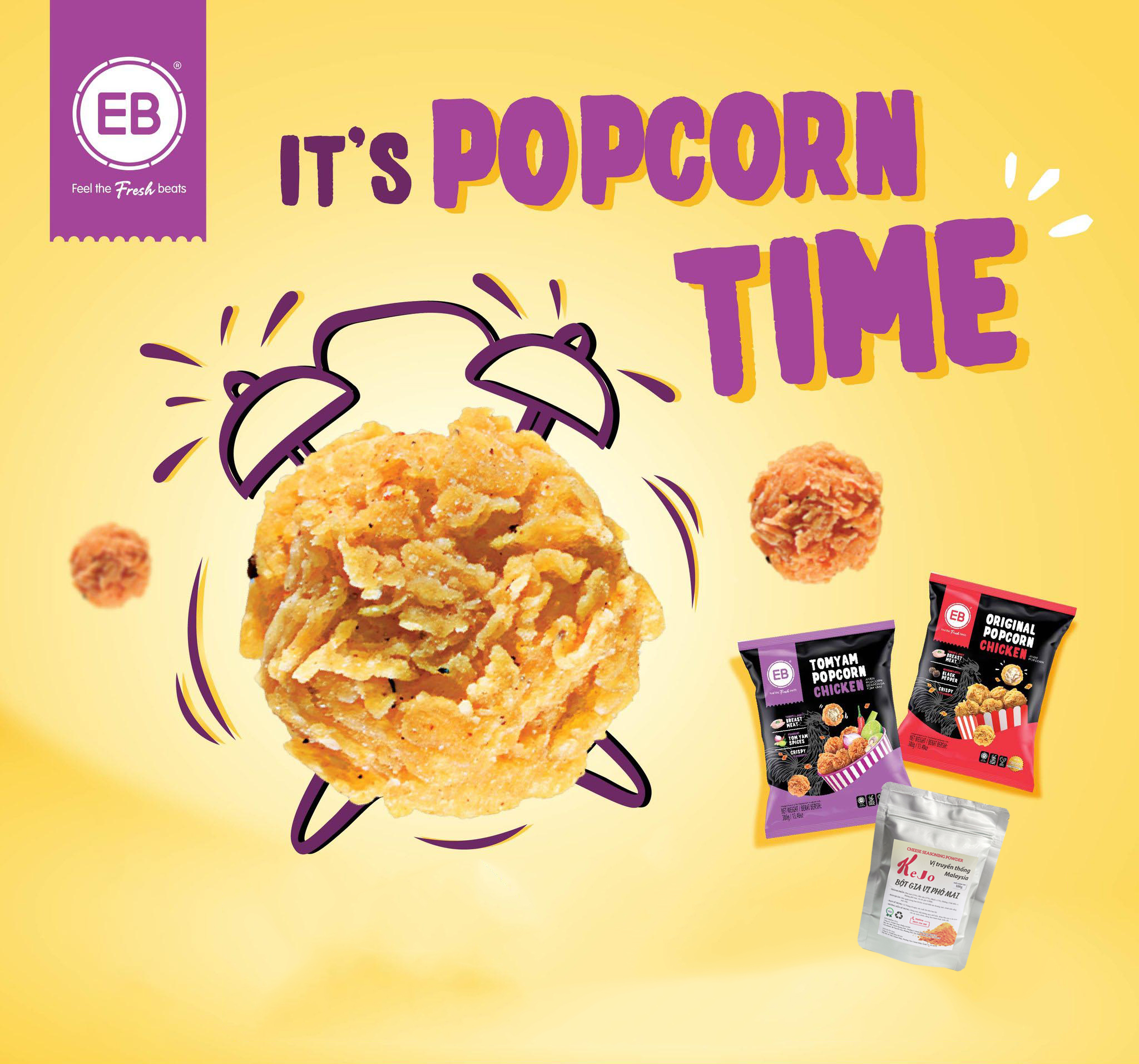 Gà Viên Popcorn 2 Vị EB Malaysia 380g