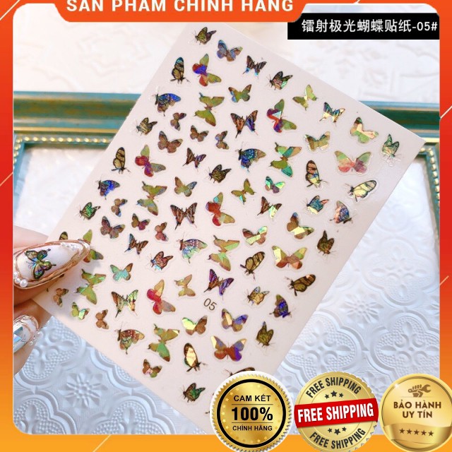 Stick bướm laze, stick bướm phản quang trang trí móng