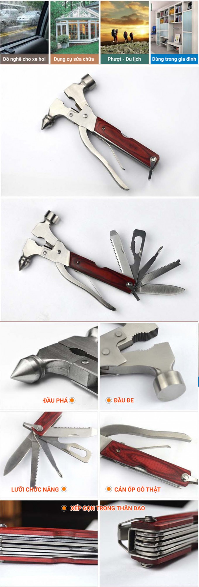 Búa phá kính cứu hộ đa năng