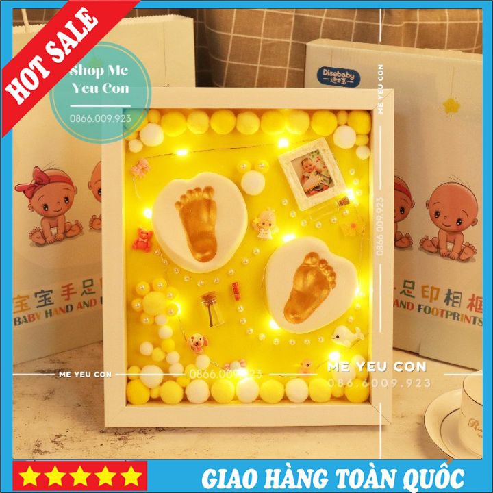[Hàng Có Sẵn] Bộ Khung Ảnh In Dấu Tay Chân Cho Bé
