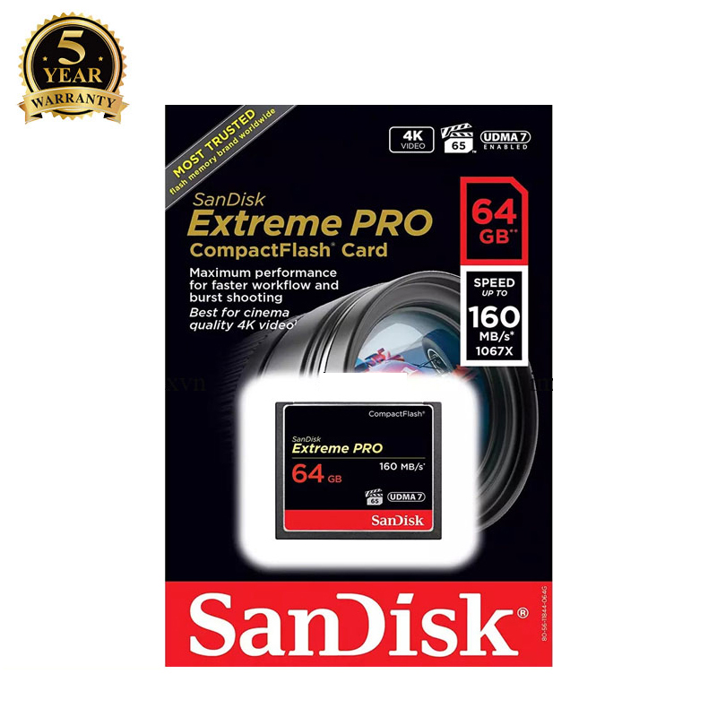Thẻ nhớ CompactFlash (CF) SanDisk Extreme Pro 1067X 64GB đọc 160MB/s ghi 150MB/s (Đen) Phụ Kiện 1986