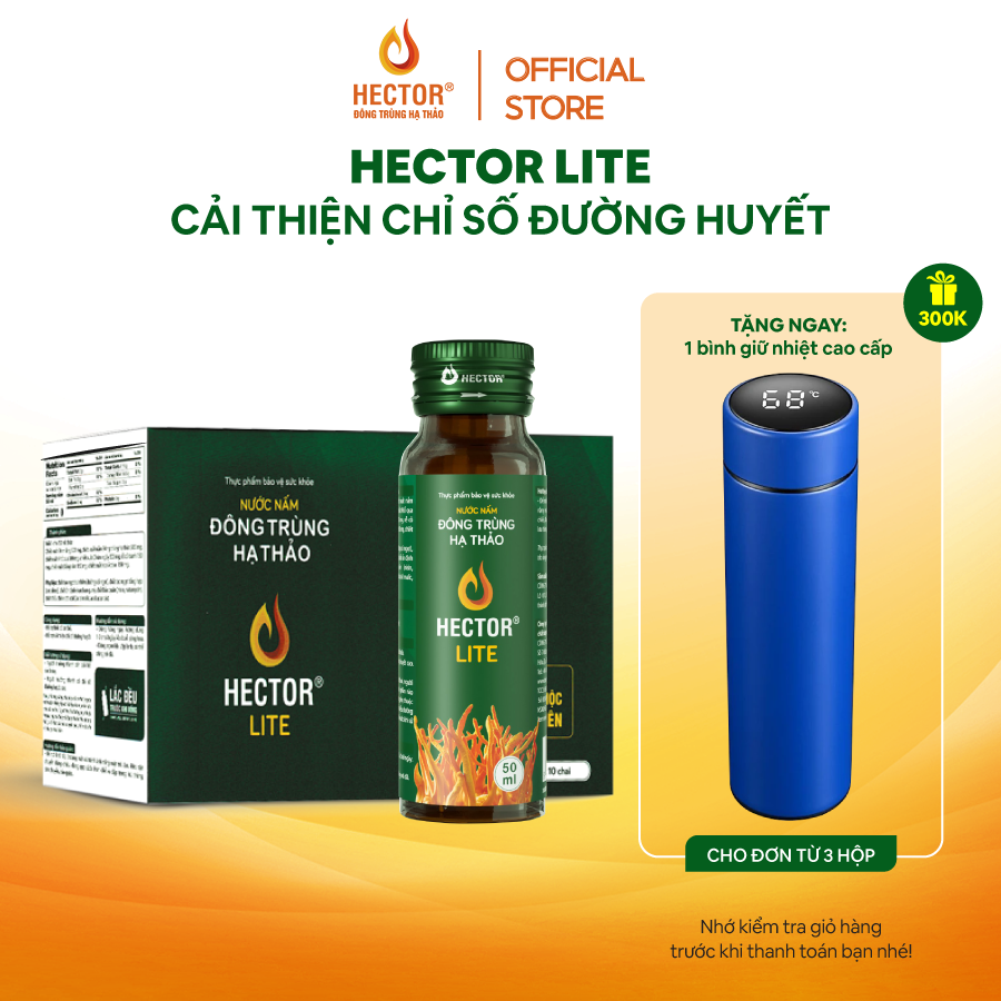 Nước Nấm Đông Trùng Hạ Thảo Hector Lite (Hộp 10 chai)
