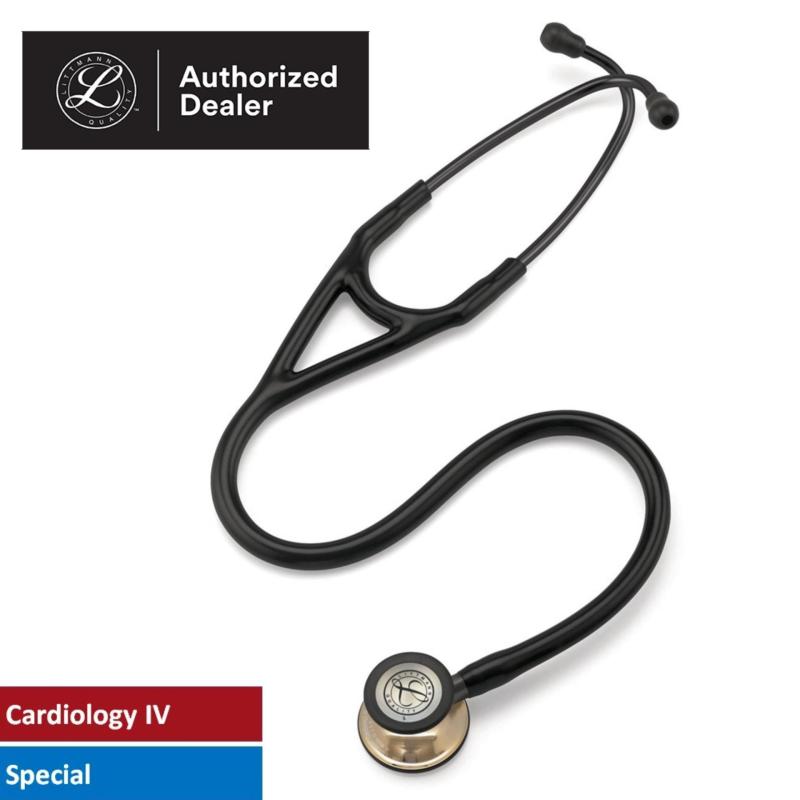 Ống nghe y tế 3M Littmann Cardiology IV, mặt nghe phủ màu sâm banh, dây nghe màu đen, 27 inch, 6179