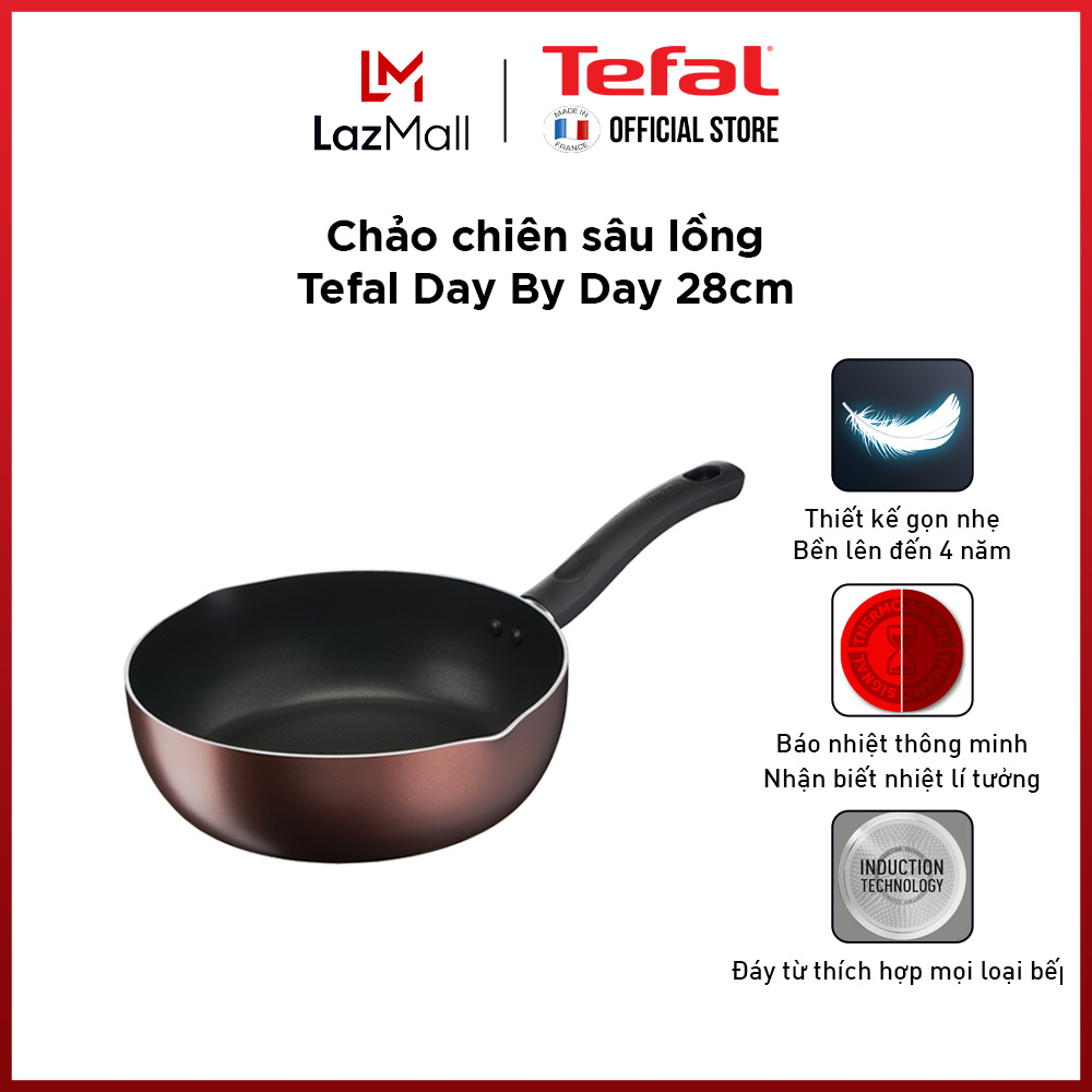 Chảo sâu lòng chống dính đáy từ Tefal Day by Day 28cm, dùng cho mọi loại bếp- Gian hàng chính hãng bảo hành 2 năm-G1436606