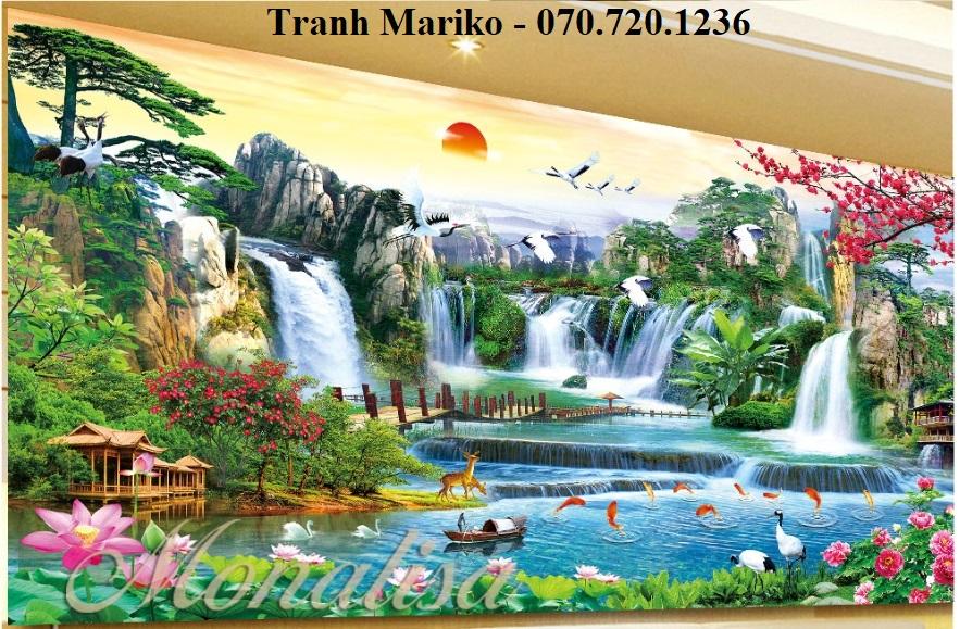[HCM]Tranh đính đá cao cấp phong cảnh thiên nhiên cam kết uy tín chất lượng làm quà tặng khai trương tân gia treo phòng khách Y8239 kích thước 150*70cm - Tranh MARIKO