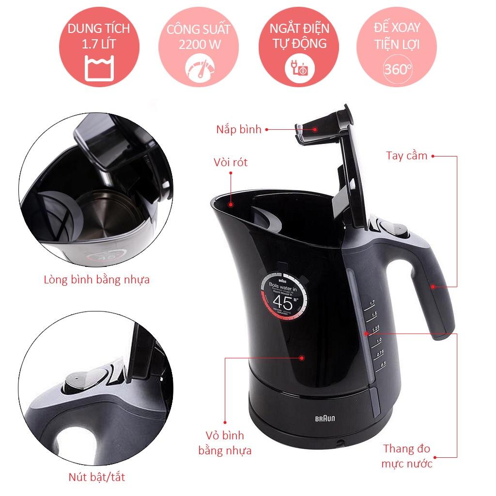Ấm đun siêu tốc Braun WK 300 màu đen