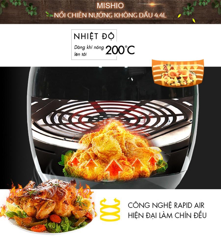 [HCM]Nồi chiên không dầu Mishio 4.4 lít MK41