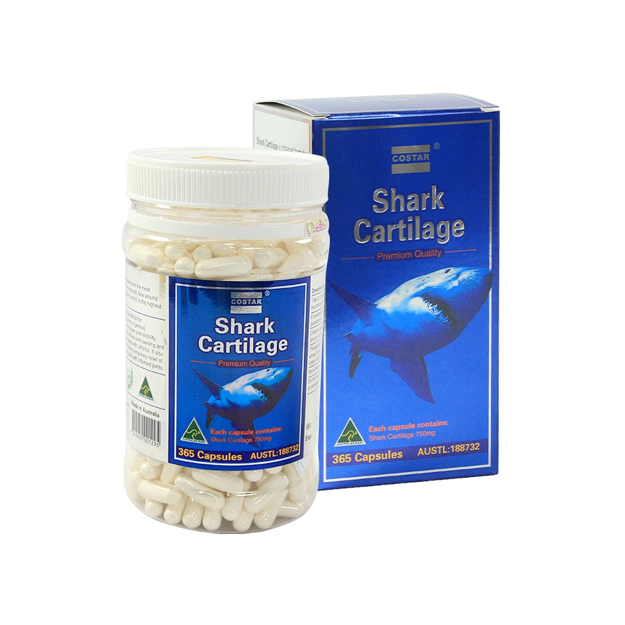 Sụn Vi Cá Mập Costar Shark Cartilage 750mg (Hộp 100 - 365 viên)