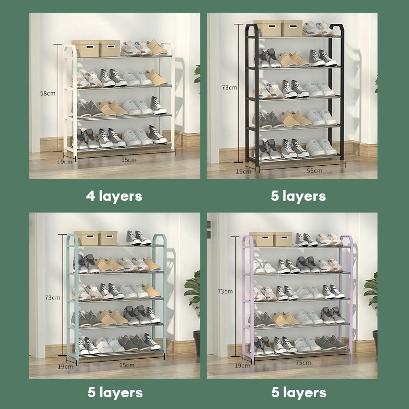 Simple shoe rack dustproof storage shoe cabinet multi-layer assembly home door shoe rack dormitory stainless steel shelf
