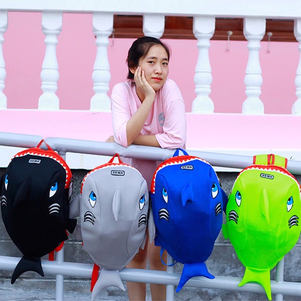 Balo cá mập cute màu xám siêu dễ thương