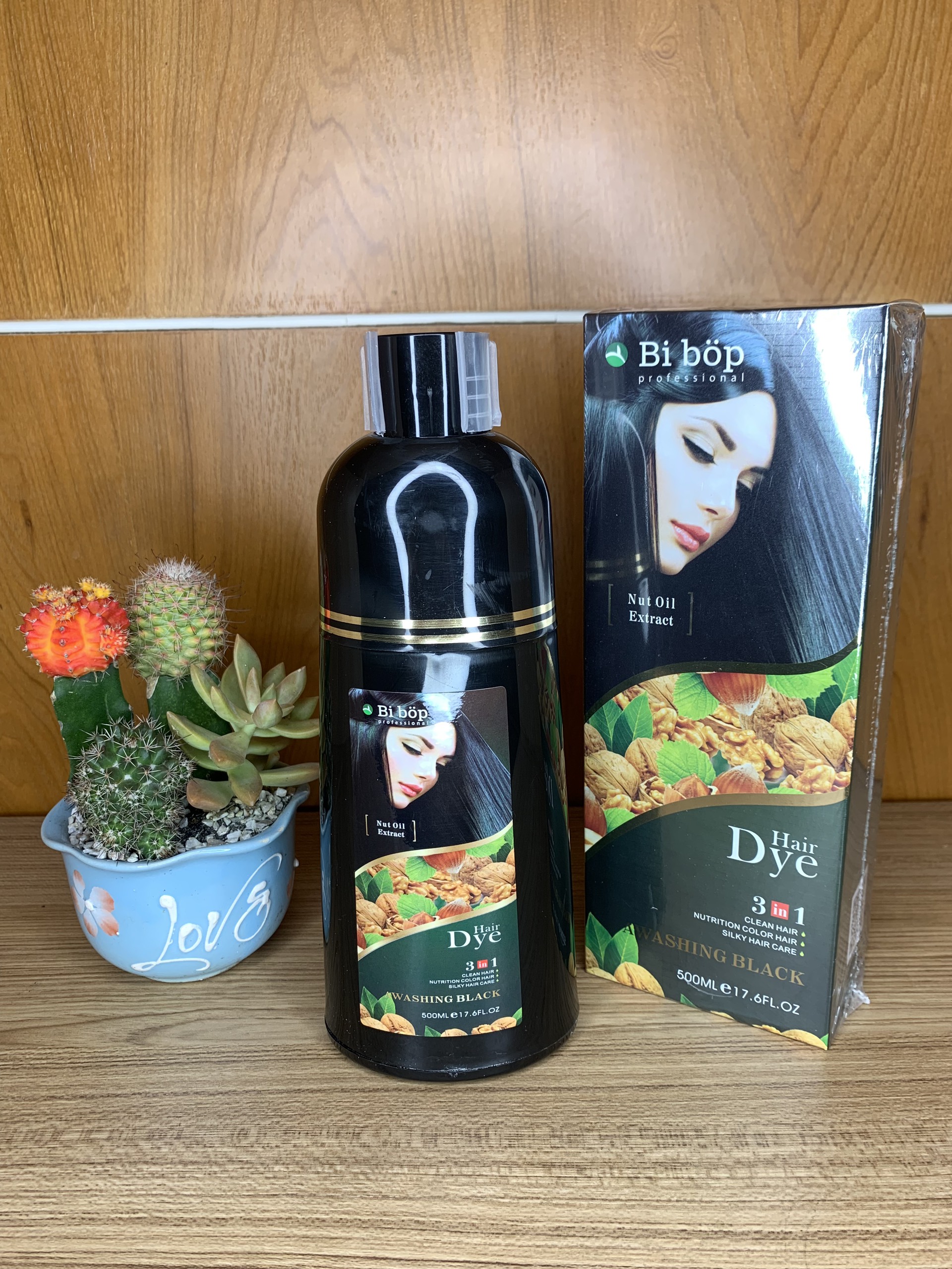 Dầu Gội Phủ Tóc Bạc Bibop 500ml ( Gội Là Nâu - Đen Bibop )