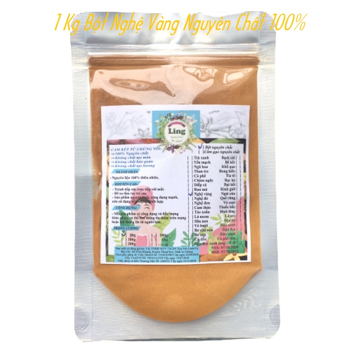 Bột Nghệ vàng 500g-1Kg có giấy VSATTP và ĐKKD nguyên chất thiên nhiên 100% dùng để đắp mặt đa công dụng