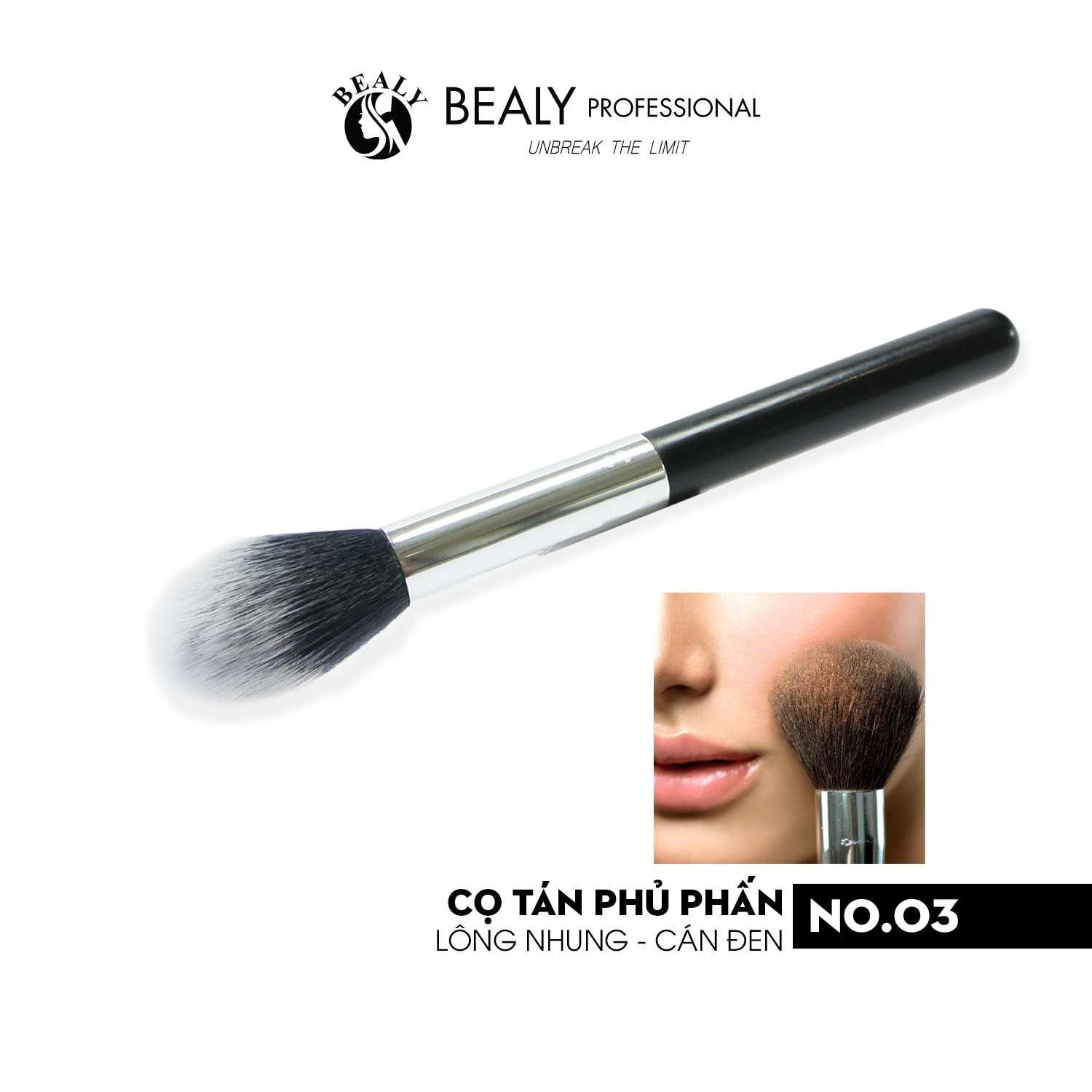 CỌ TÁN PHỦ PHẤN LÔNG NHUNG CÁN ĐEN #3