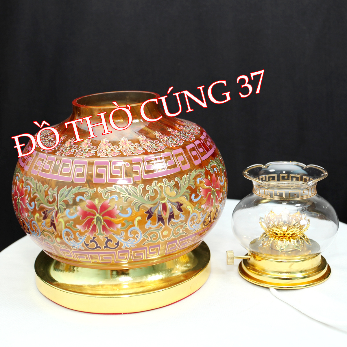 Đèn dầu lưu ly HOA VĂN